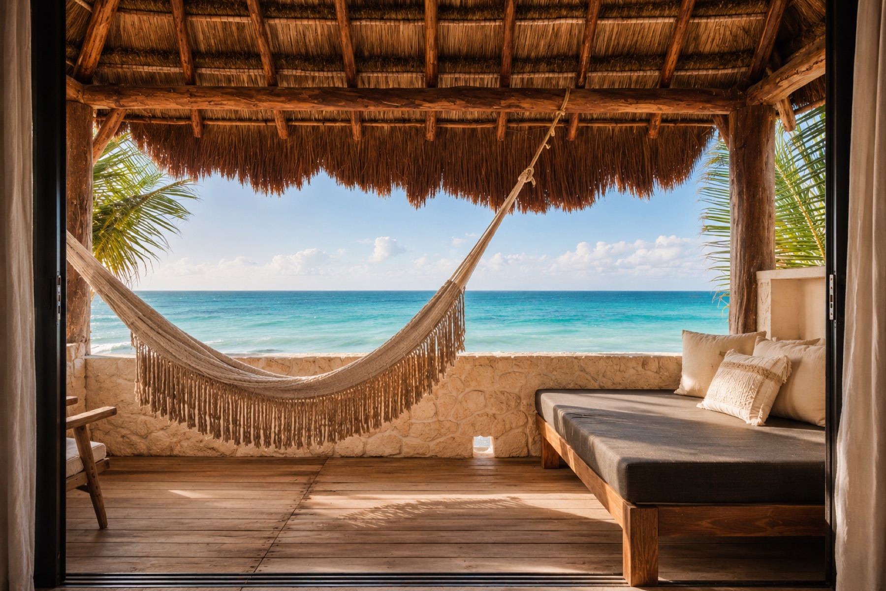 Beachfront hammock at Amansala, Tulum, a place to slow down and reset