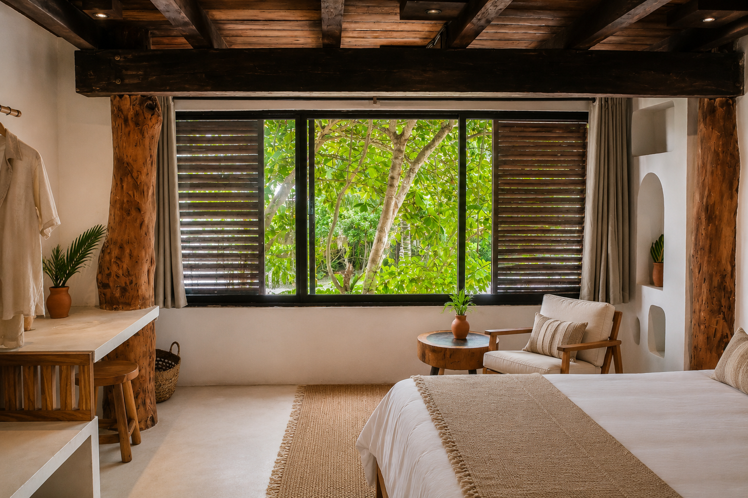 Garden King room with jungle-view window at Amansala