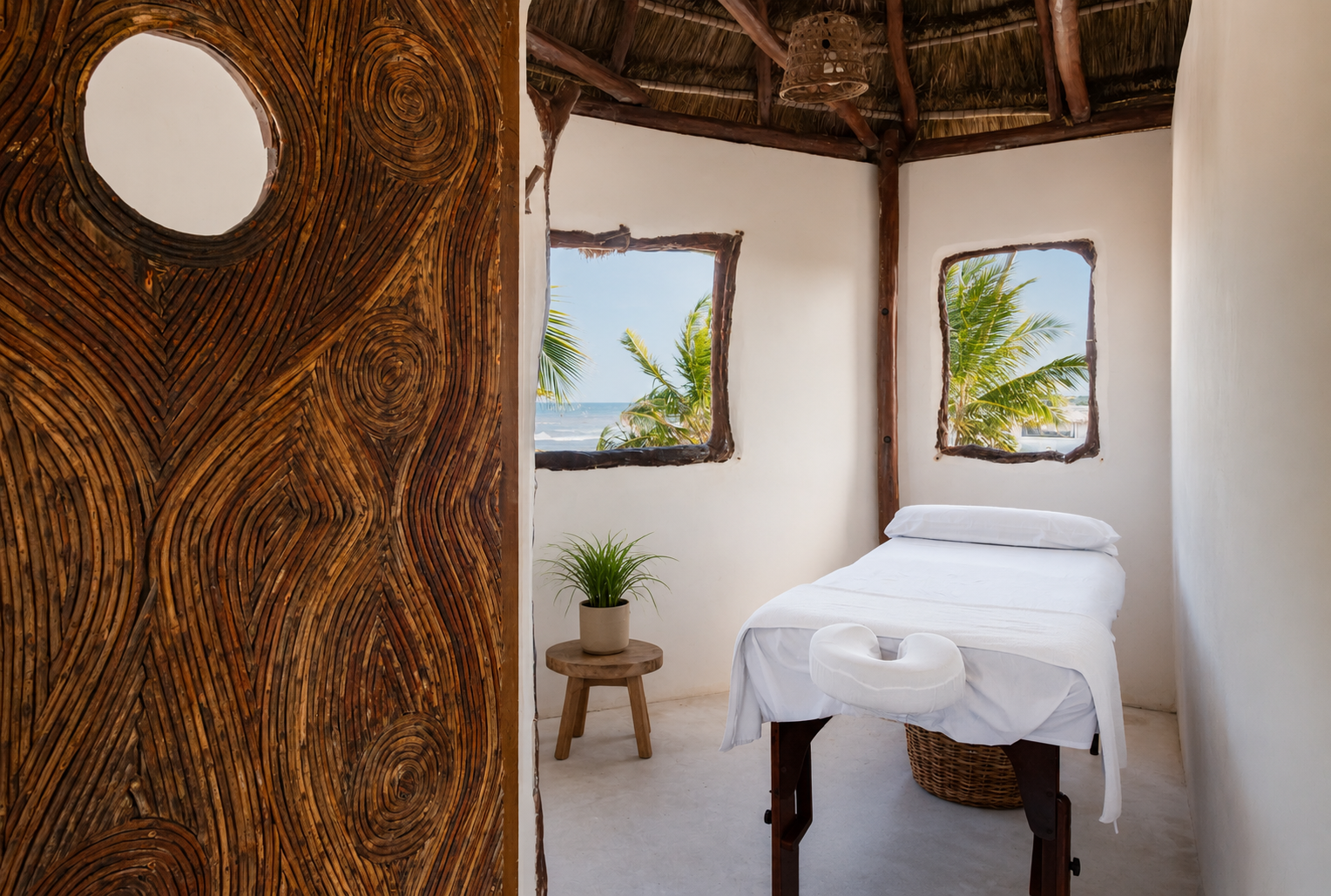 Spa room with organic window at Amansala