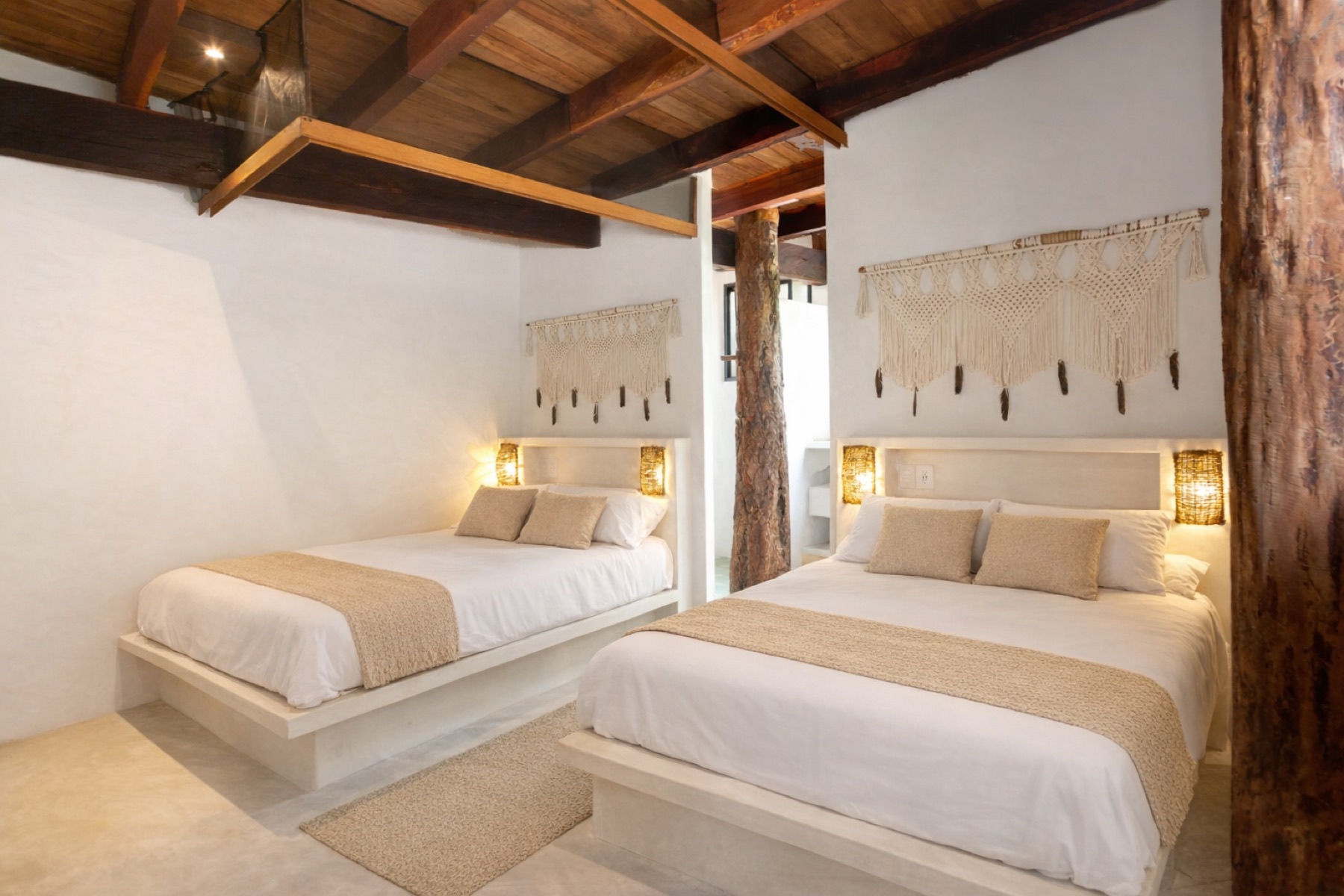 Casa Shanti double bedroom night view – Amansala Tulum