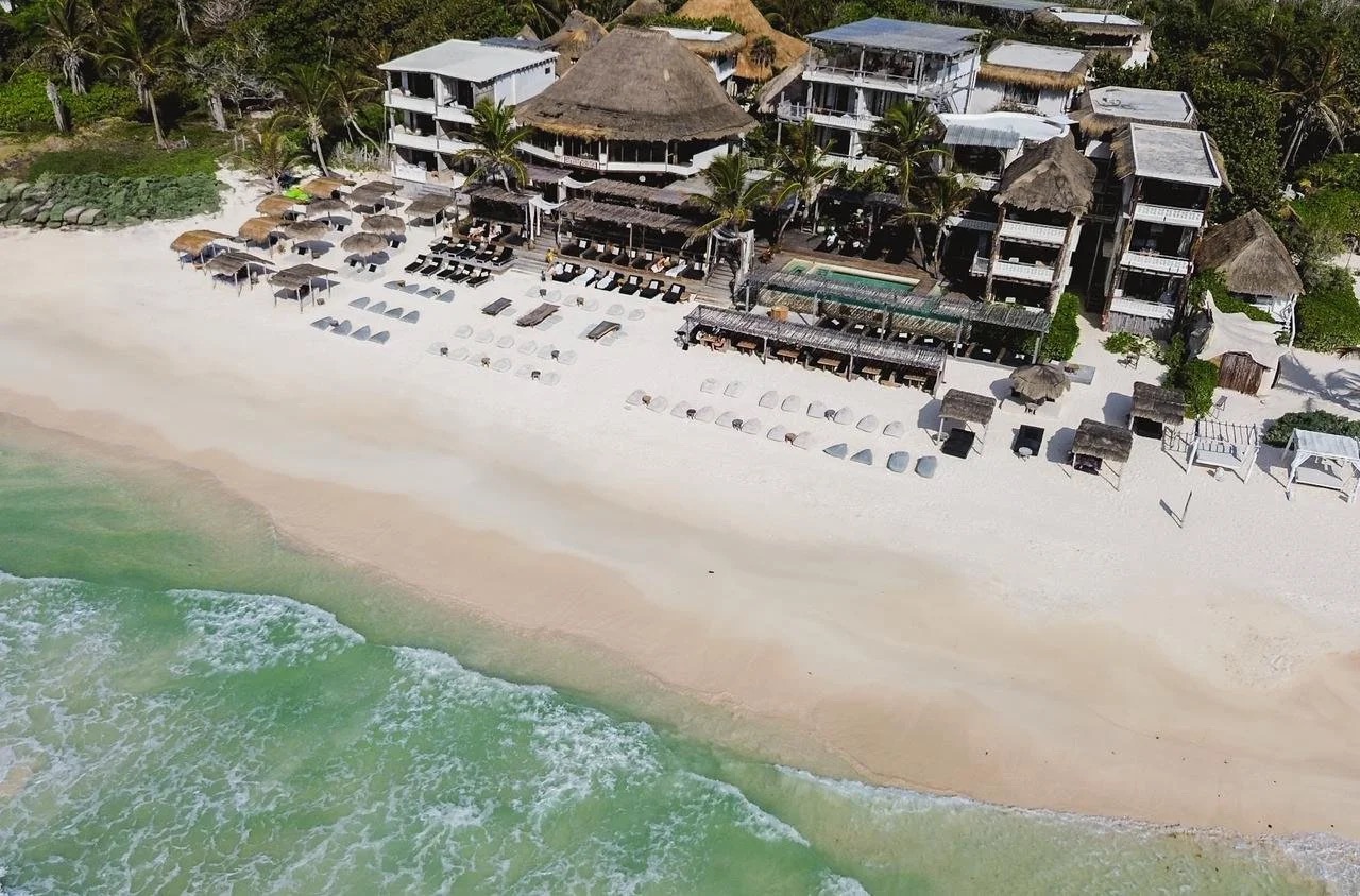 Bachelorette party celebration beachside at Amansala Tulum Mexico