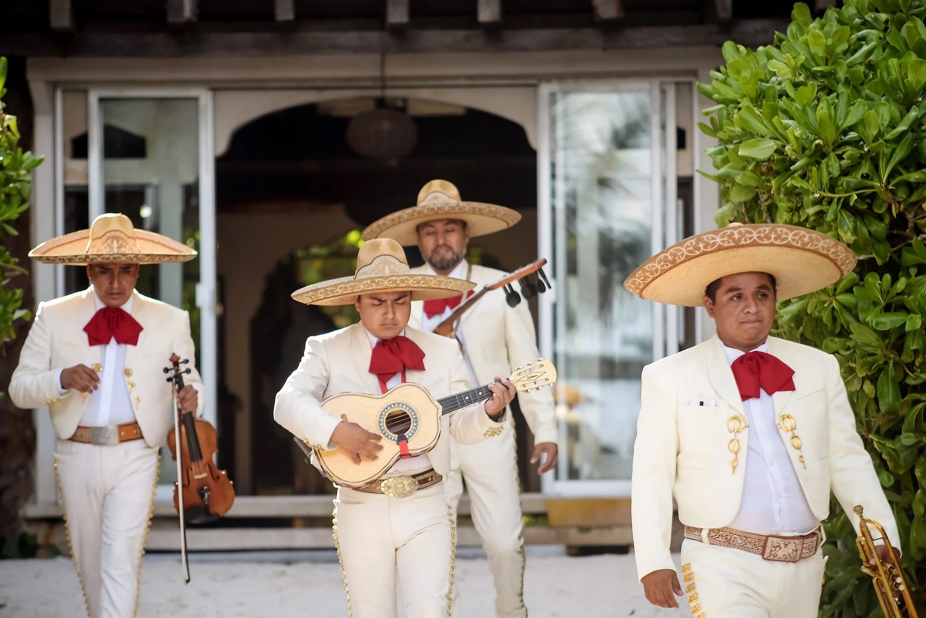 Mariachi band performing at a destination wedding in Tulum