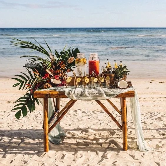 Wedding details at a beachfront destination wedding in Tulum