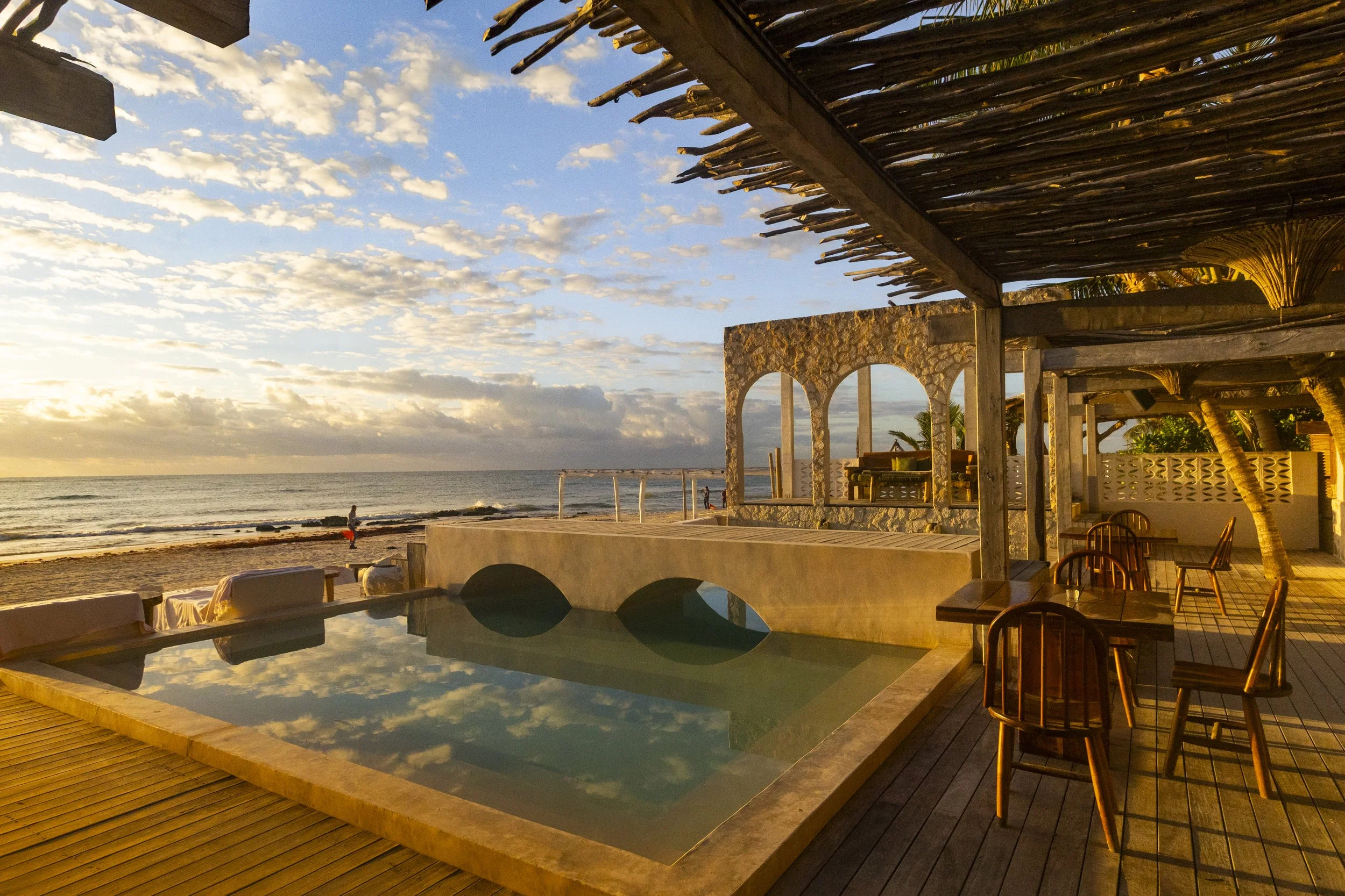 Private pool and beach bar at Chi-Ka Amansala Tulum