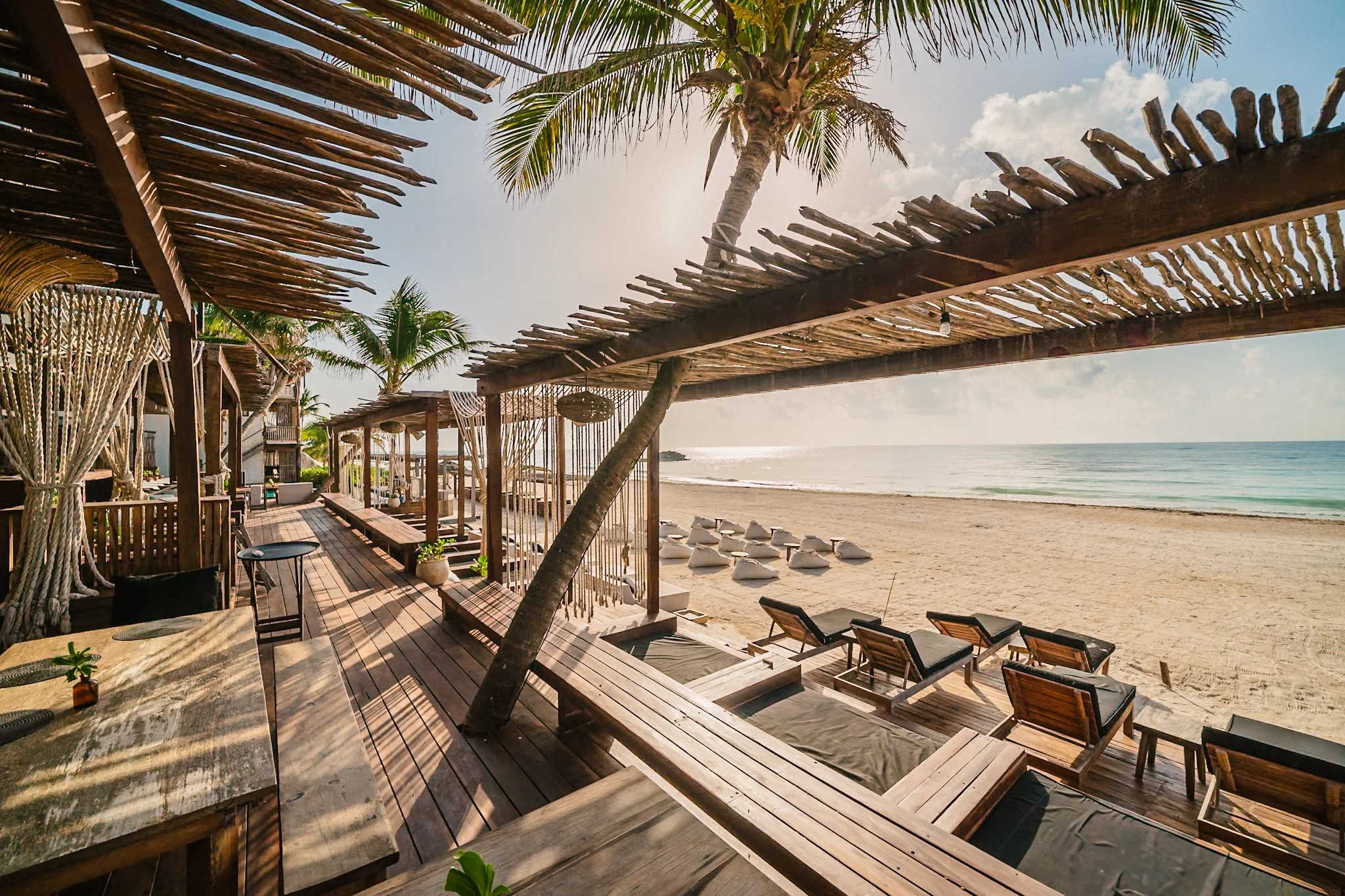 Beachfront view at Amansala resort Tulum Mexico