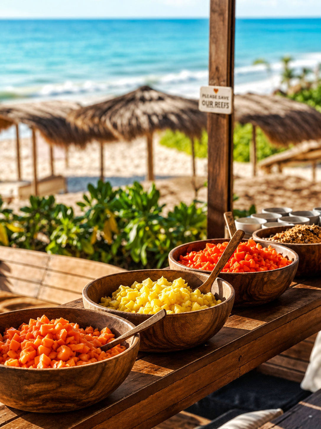 Fresh fruit breakfast bar on the beach