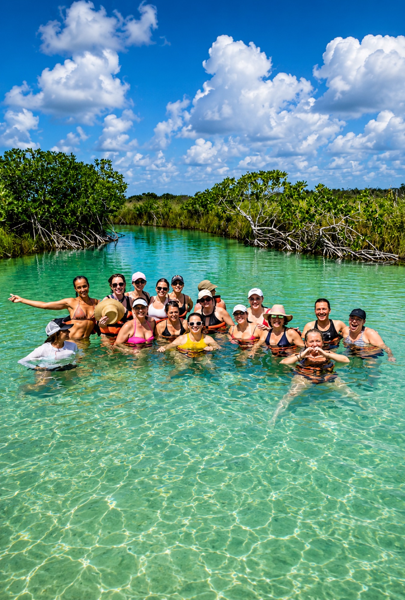 Group excursion at a cenote near Amansala