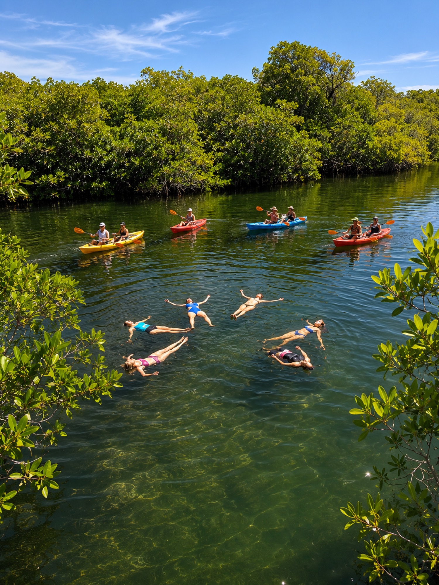 Aerial view of kayaking excursion near Amansala