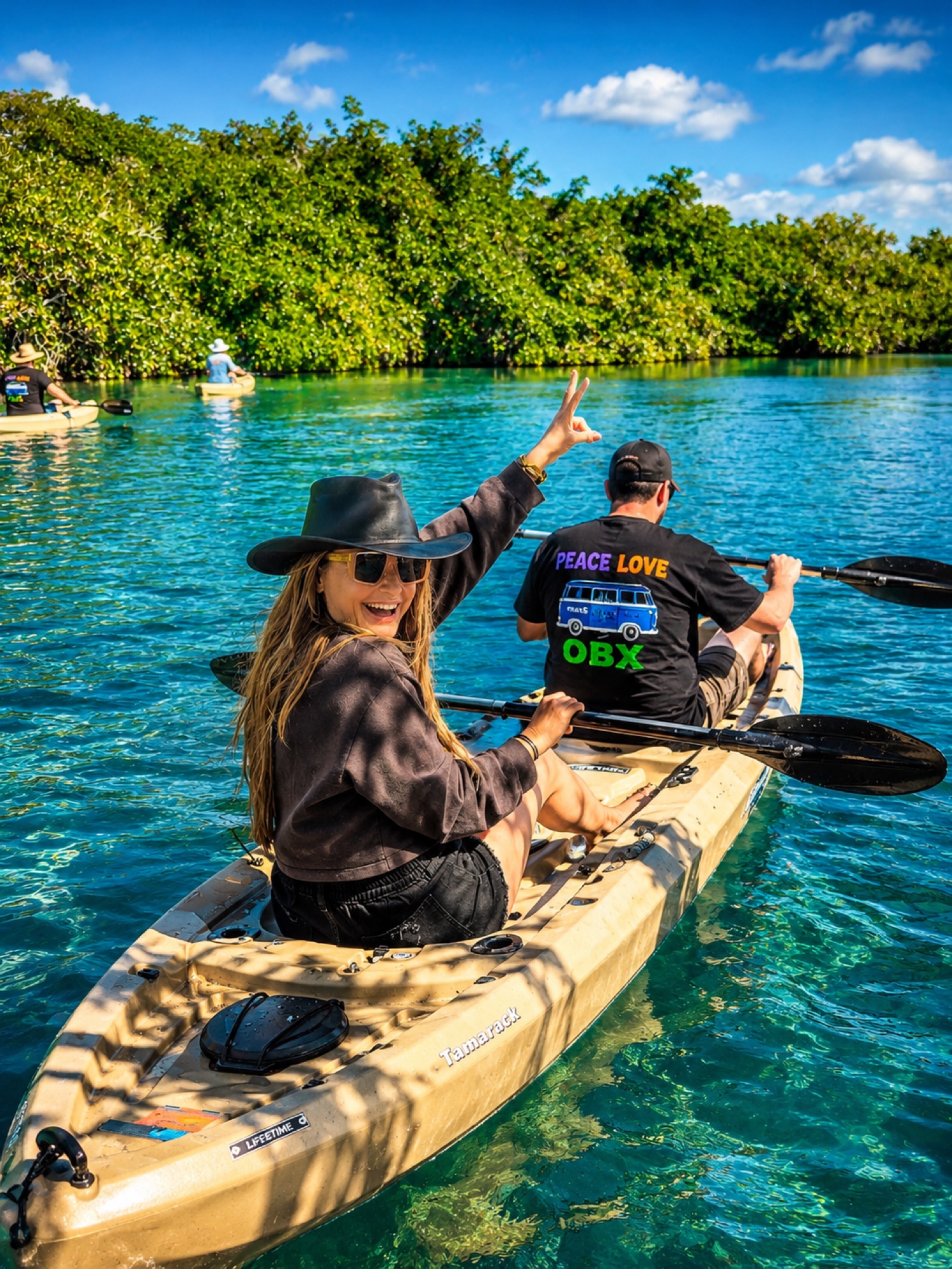 Kayaking through the lagoon near Amansala