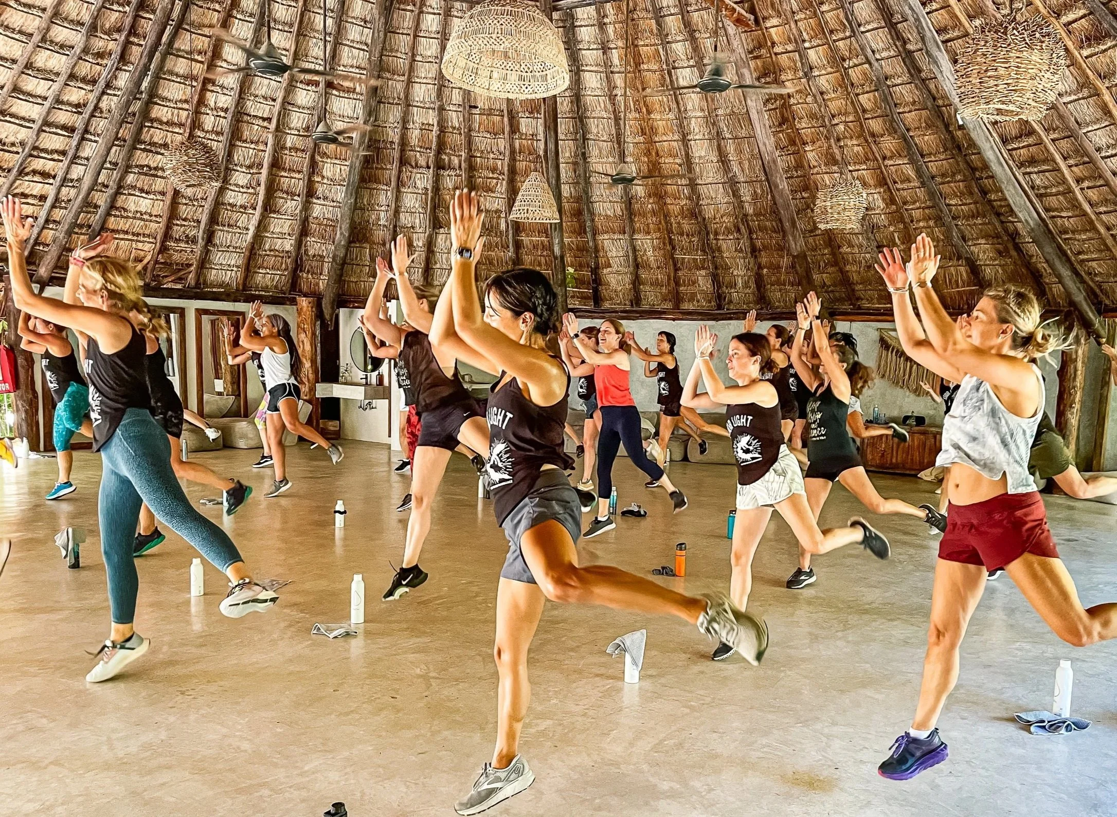 Fitness class in the beachfront shala
