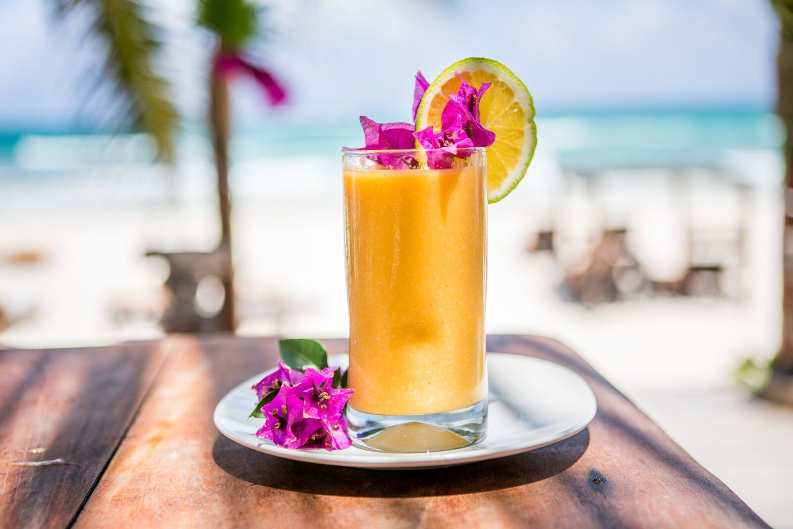 Mango juice at the Amansala beach club