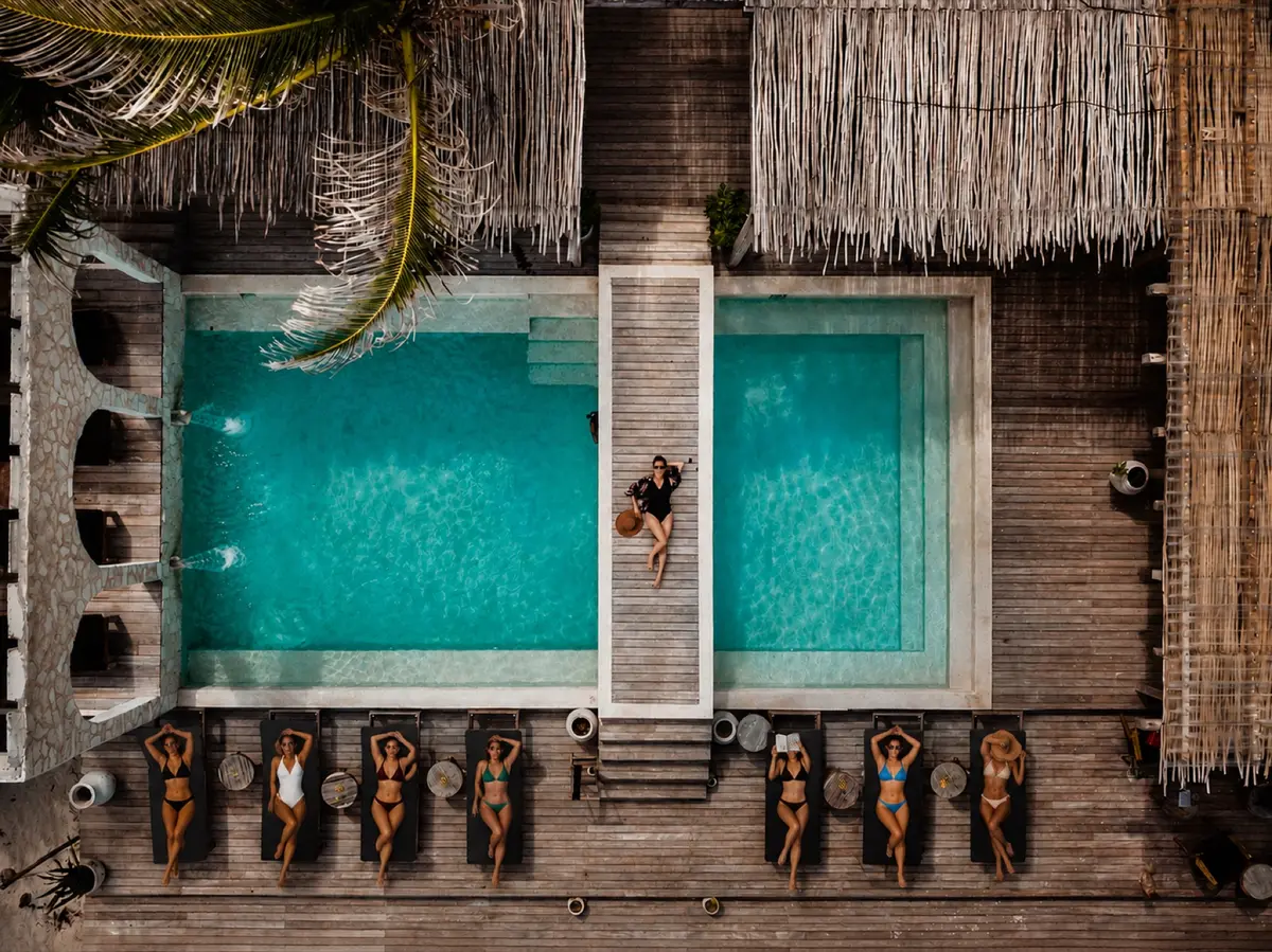 Aerial view of pool at Amansala
