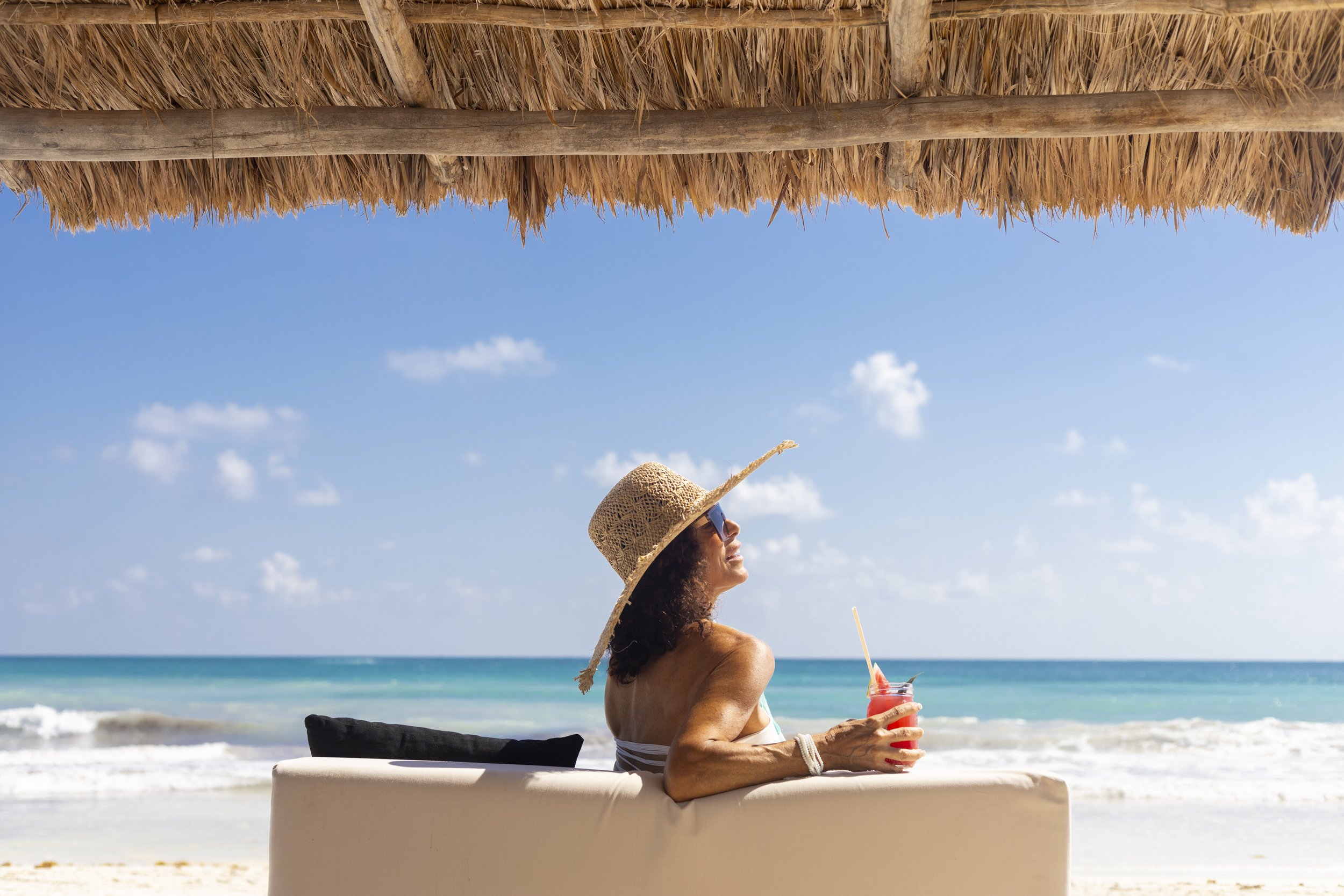 Melissa Perlman relaxing beachside at Amansala