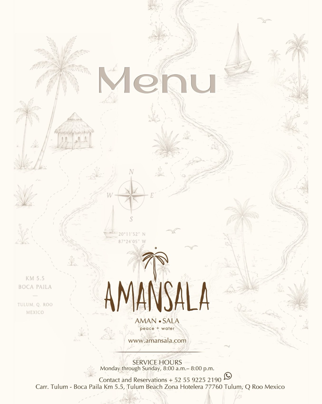 Amansala restaurant menu page