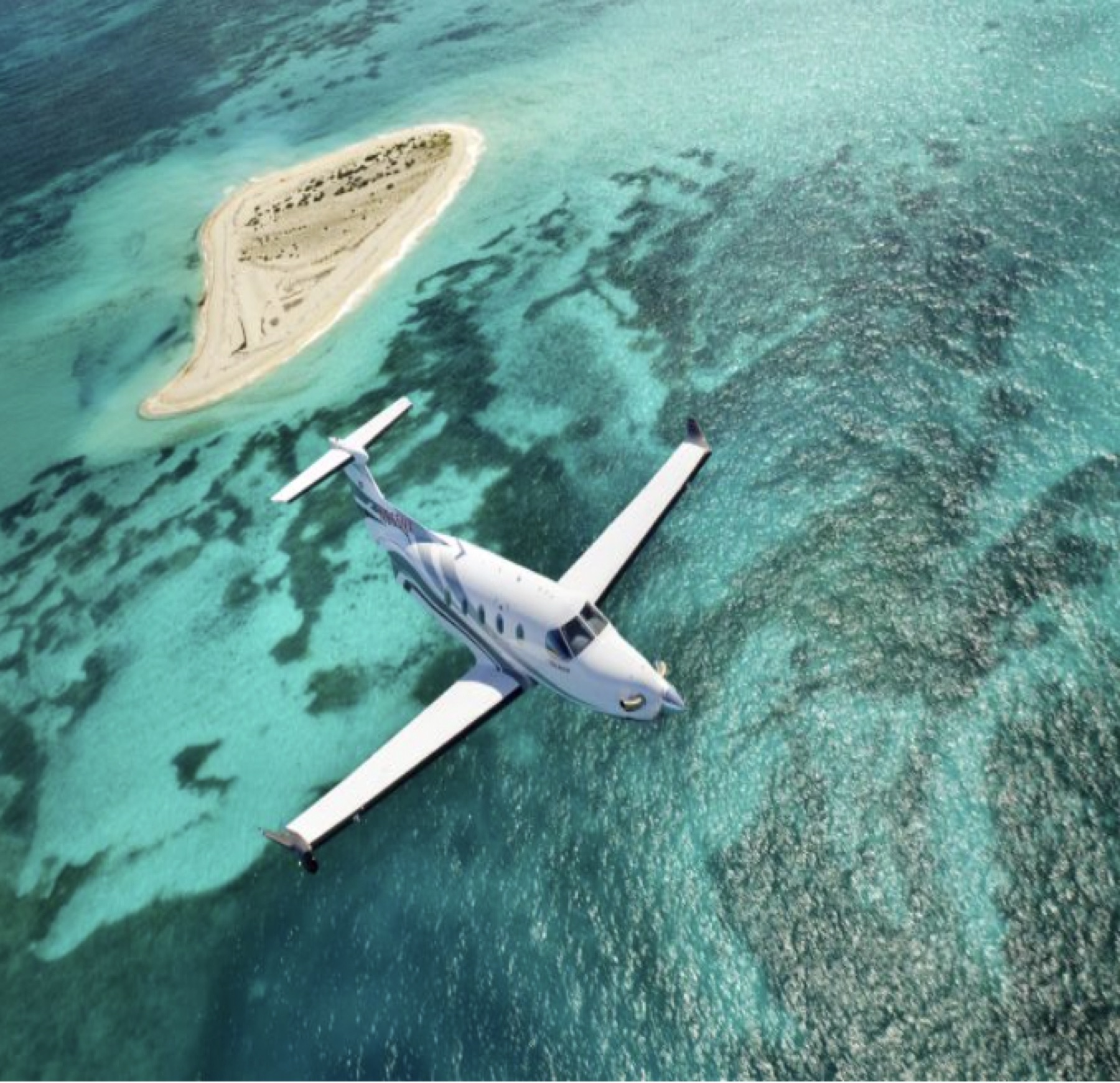 Plane flying over the Caribbean
