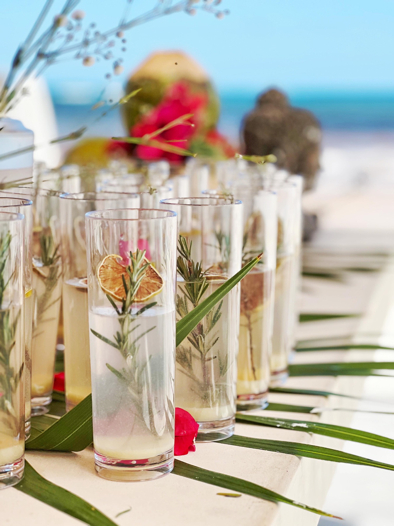 Wedding welcome cocktails on the beach